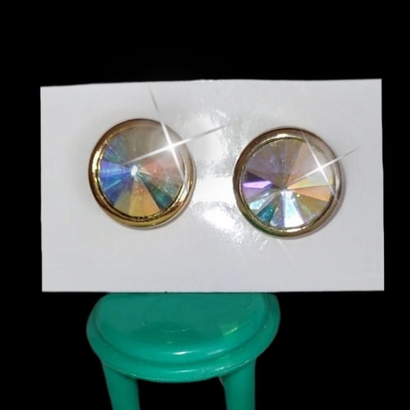 Rivoli Stone Bezel Set Stud Earrings - Picture 9 of 13